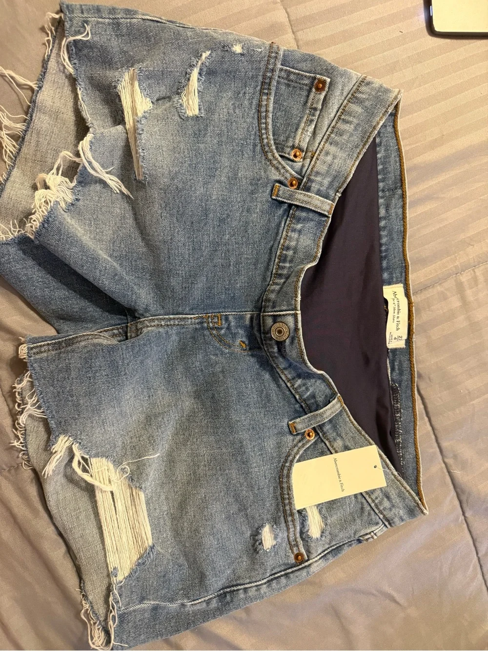 MATERNITY Abercrombie & Fitch Distressed Light Blue Denim Jean Shorts
